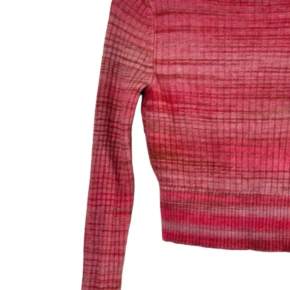 American Eagle | Pink wrap front striped knit v-neck fitted sweater size… - Picture 7 of 11